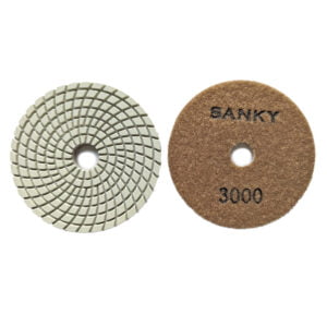 Гибкие полировальные круги Ф100 Спираль 2.4Т ЭКО SANKY #3000 для  гранита и  мрамора арт. 16-029